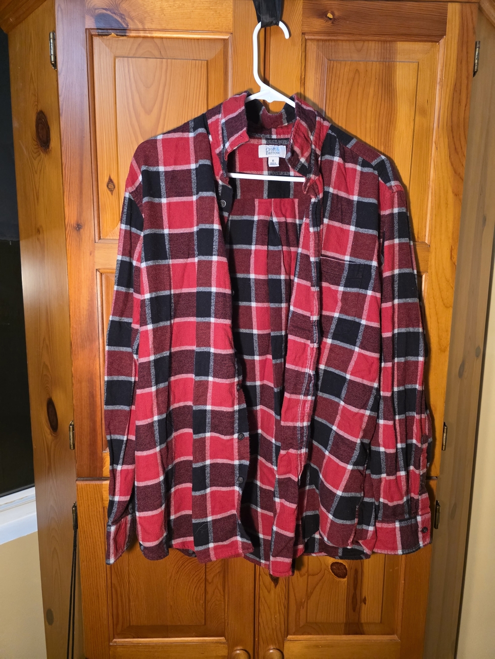 croft & barrow Red and Black Plaid Button-Down Shirt